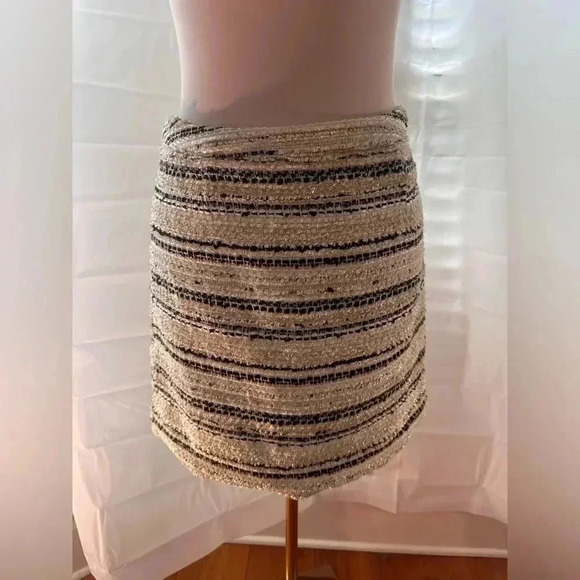 Lulu's Gold and Black Striped A-Line Mini Skirt - Picture 1 of 6